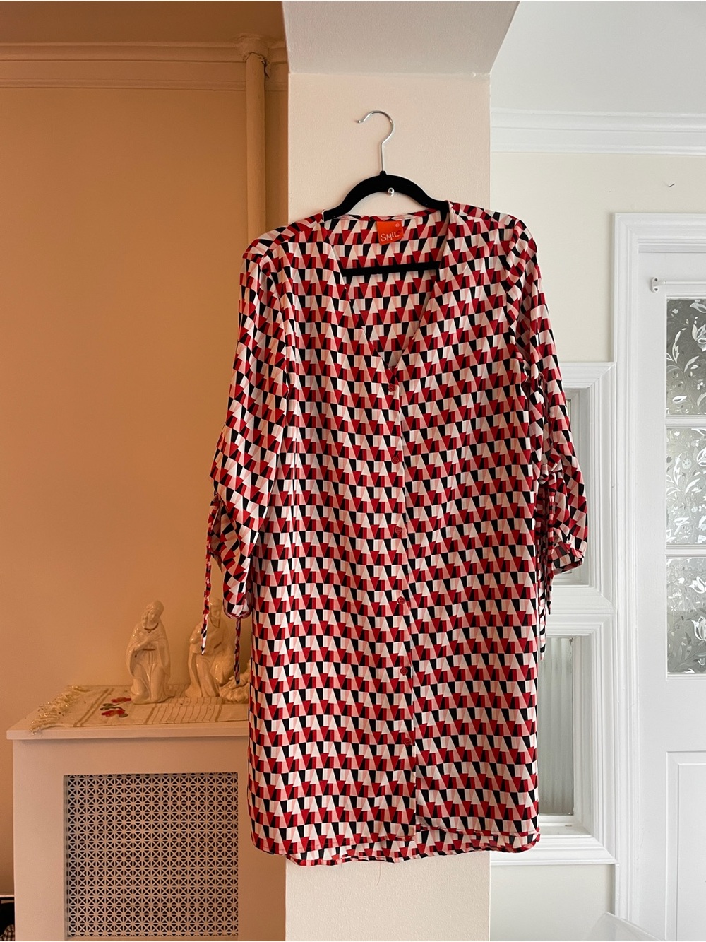Geometric Red & Black Shift Dress